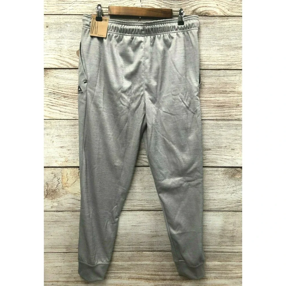 Reebok Jogger Pants Mens Large Sleet Heather Slim Fit Sprint Joggers New